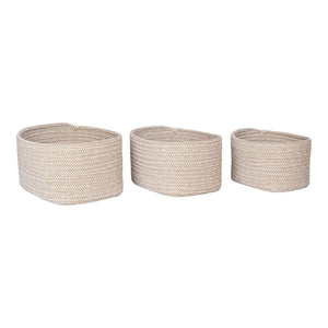 Set di 3 Cesti Portaoggetti Cadima, Beige, Cotone, 23x18x13 cm, Seven Design