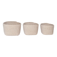 Set di 3 Cesti Portaoggetti Cadima, Beige, Cotone, 23x18x13 cm, Seven Design