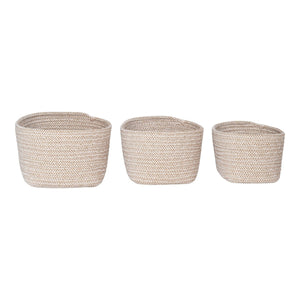 Set di 3 Cesti Portaoggetti Cadima, Beige, Cotone, 23x18x13 cm, Seven Design