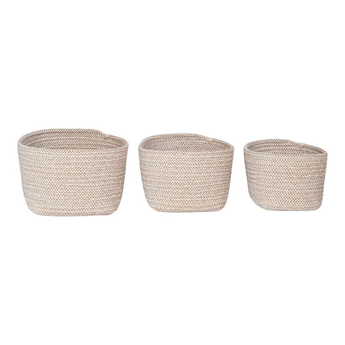 Set di 3 Cesti Portaoggetti Cadima, Beige, Cotone, 23x18x13 cm, Seven Design