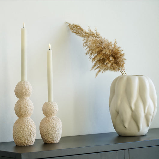 Set di 2 Vasi Decorativi Candle, Beige, Ceramica, 10,5x10,5x26 cm, Seven Design