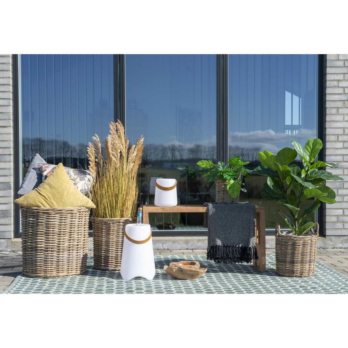 Set di 4 Cesti Portaoggetti Caor, Marrone, Rattan, 50x50x258 cm, Seven Design