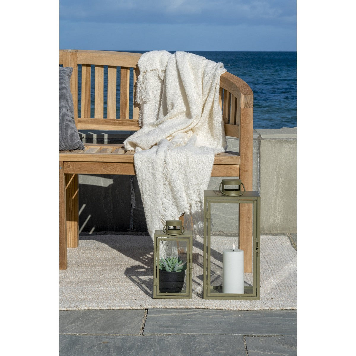 Lanterna Corfu, Argento, Vetro, 19,5x19,5x40 cm, Seven Design