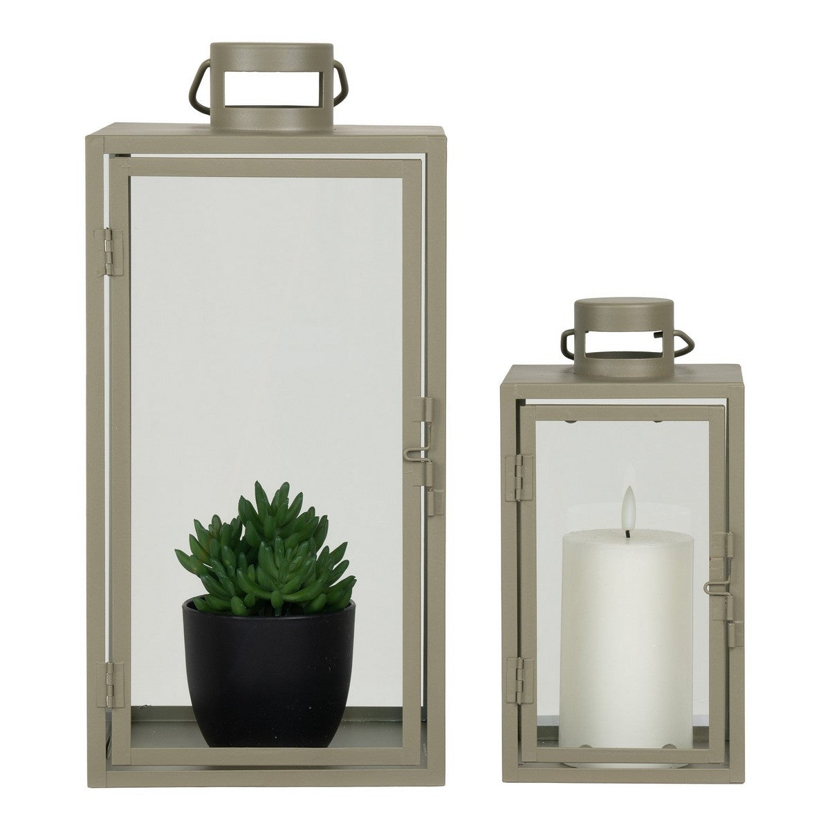 Lanterna Corfu, Argento, Vetro, 19,5x19,5x40 cm, Seven Design