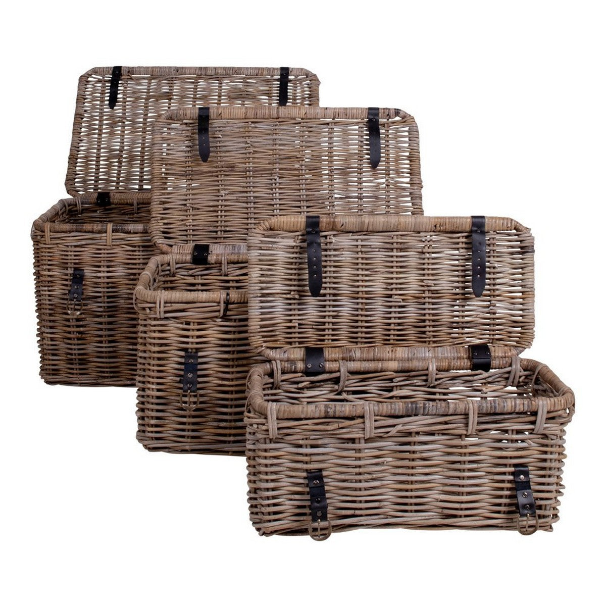Set di 3 Cesti Portaoggetti Depok, Marrone, Rattan, 81x51x48 cm, Seven Design