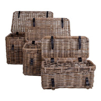 Set di 3 Cesti Portaoggetti Depok, Marrone, Rattan, 81x51x48 cm, Seven Design