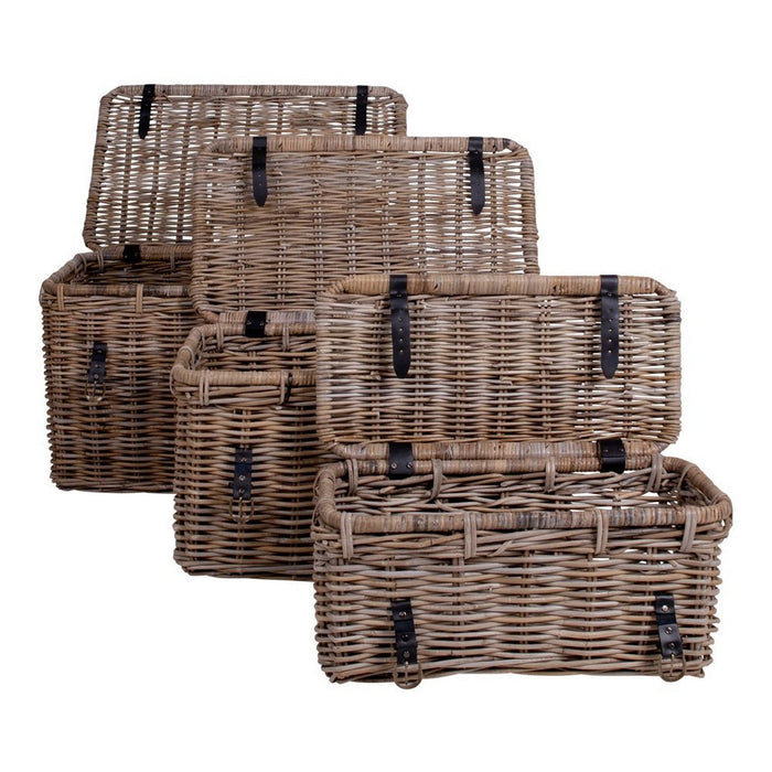 Set di 3 Cesti Portaoggetti Depok, Marrone, Rattan, 81x51x48 cm, Seven Design