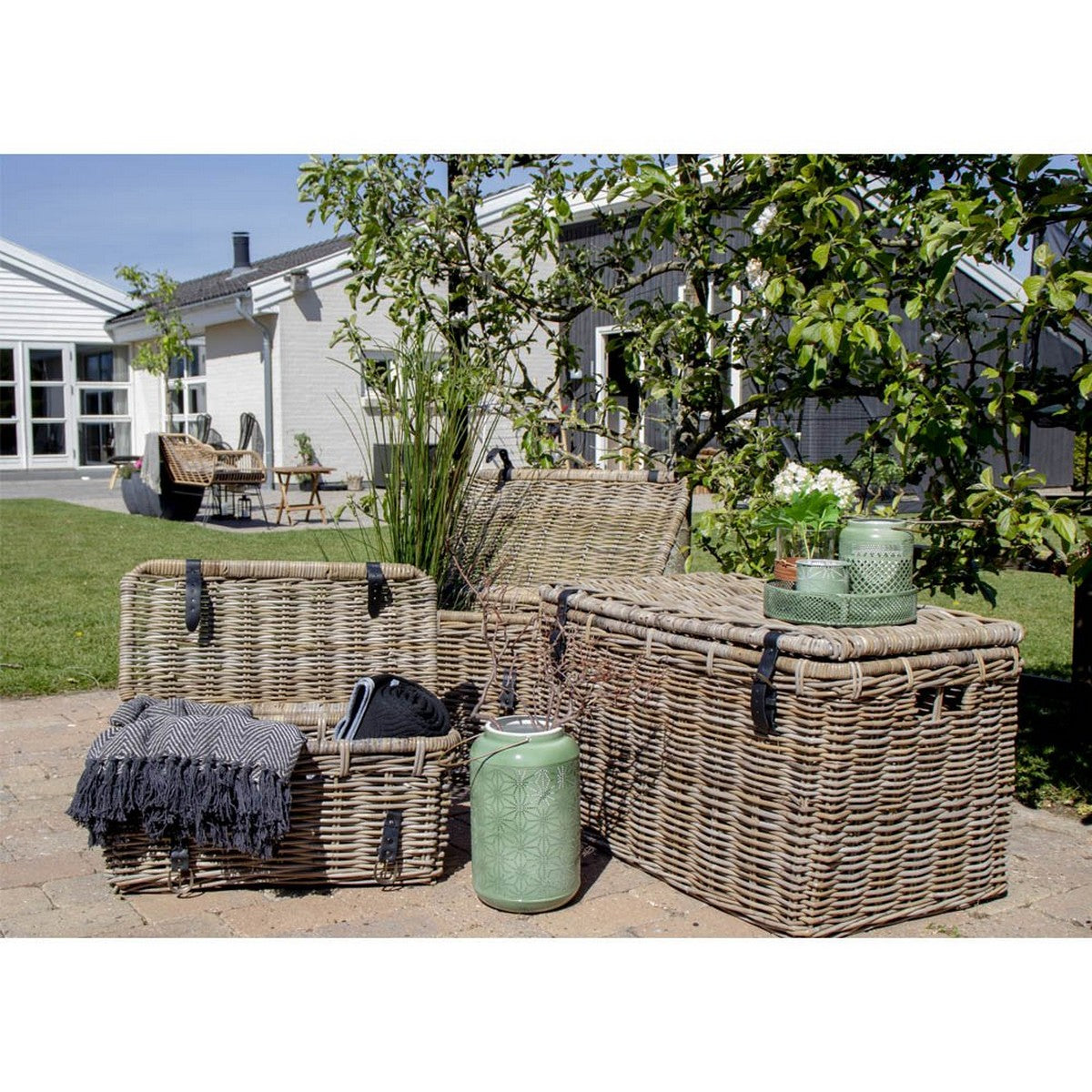 Set di 3 Cesti Portaoggetti Depok, Marrone, Rattan, 81x51x48 cm, Seven Design