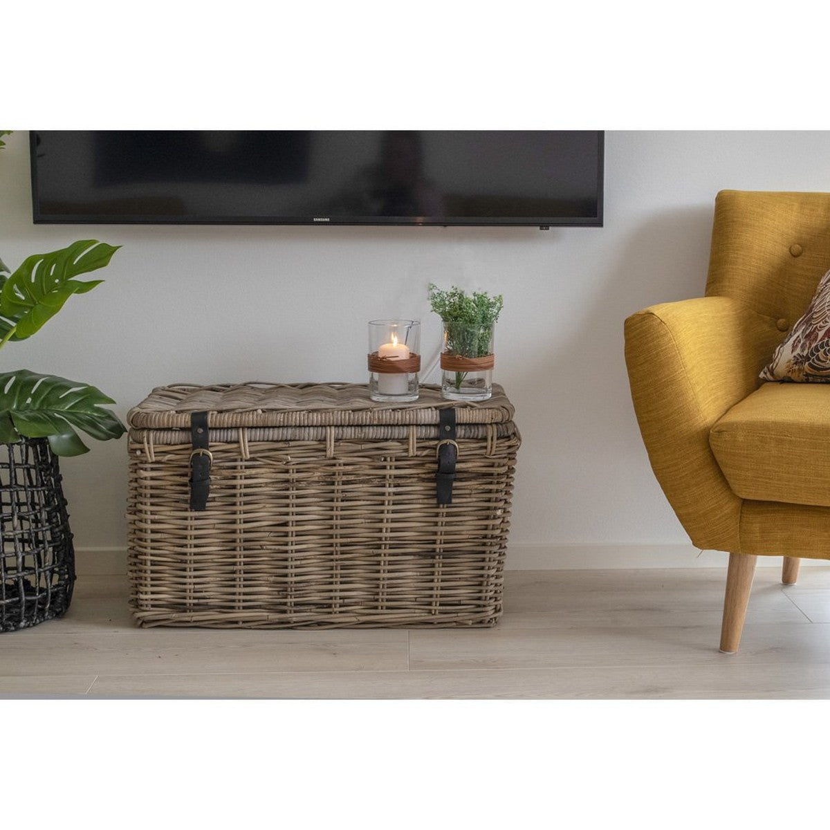 Set di 3 Cesti Portaoggetti Depok, Marrone, Rattan, 81x51x48 cm, Seven Design