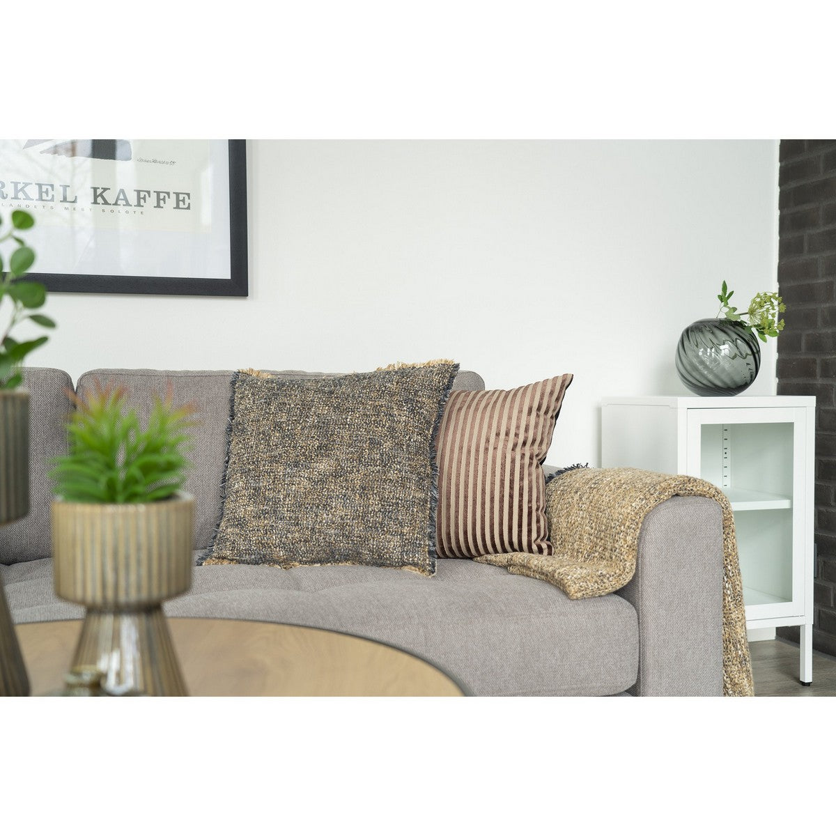 Cuscino Decorativo Ely, Marrone, Cotone, 45x45x1 cm, Epikasa