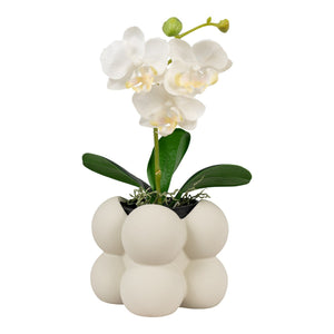 Vaso Decorativo Flowerpot, Bianco, Gres, 9x9x8 cm, Epikasa