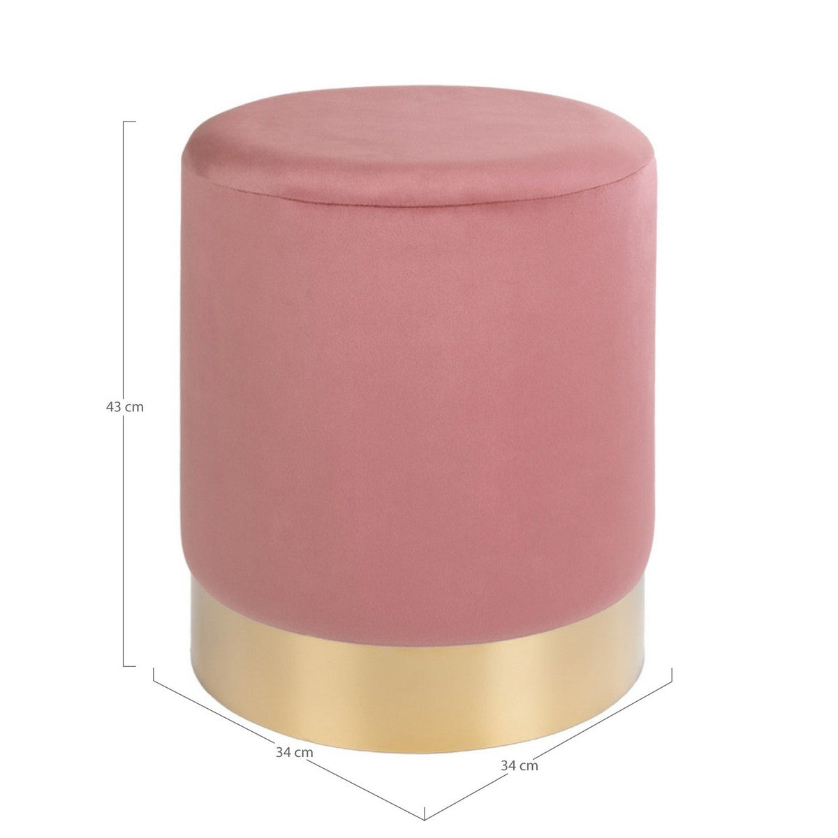 Pouf Gamby, Rosa, Velluto, 34x34x43 cm, Seven Design