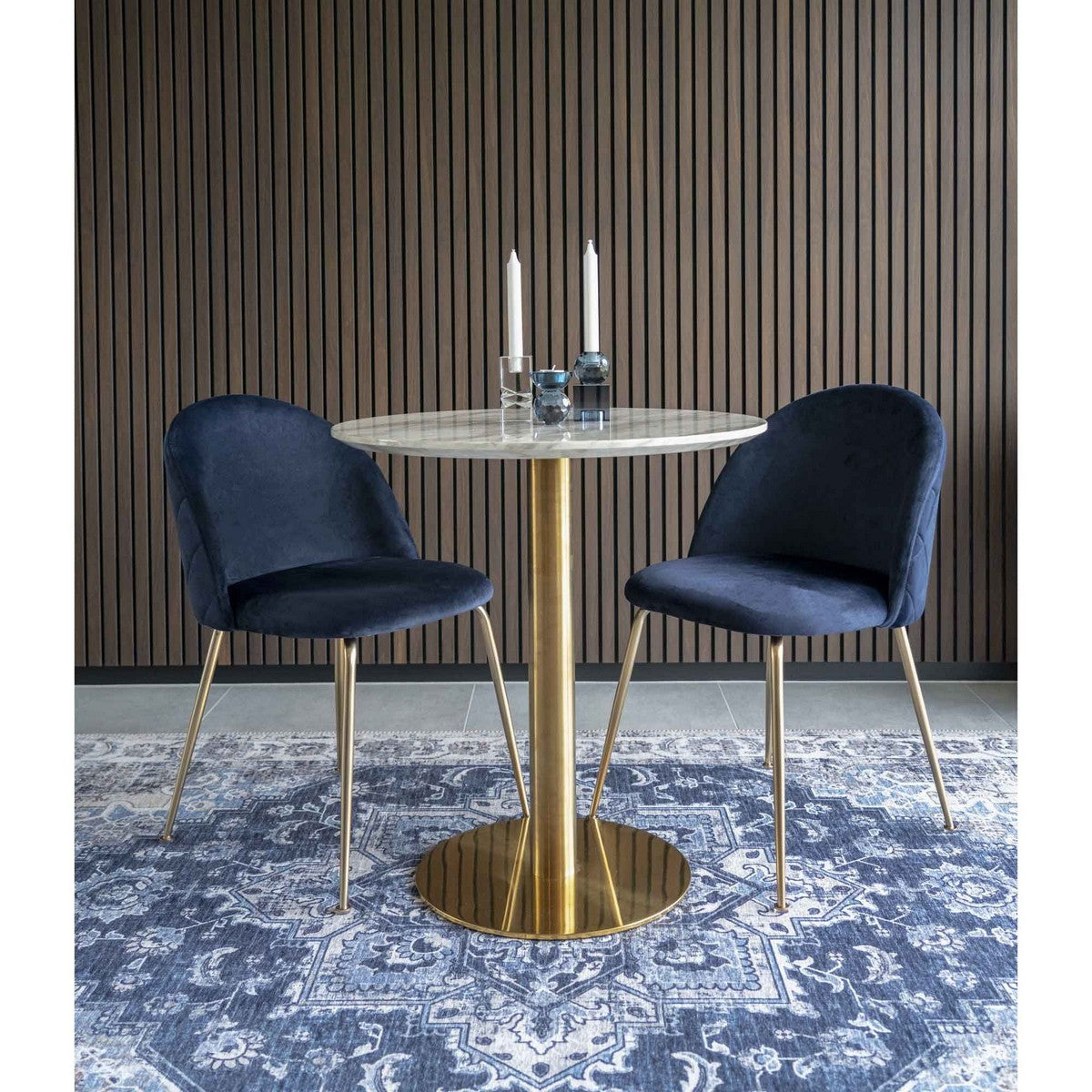 Set di 2 Sedie Geneve, Blu, Velluto, 52x51x78 cm, Seven Design