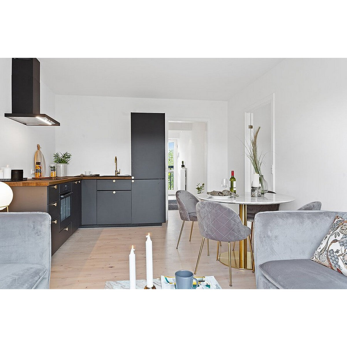 Set di 2 Sedie Geneve, Grigio, Velluto, 52x51x78 cm, Seven Design