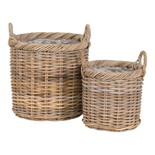 Set di 2 Cesti Portaoggetti Gili, Marrone, Rattan, 40x40x48 cm, Seven Design