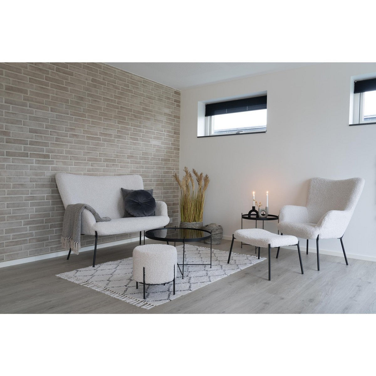 Poggiapiedi Glasgow, Bianco, Poliestere, 41x61x36 cm, Seven Design