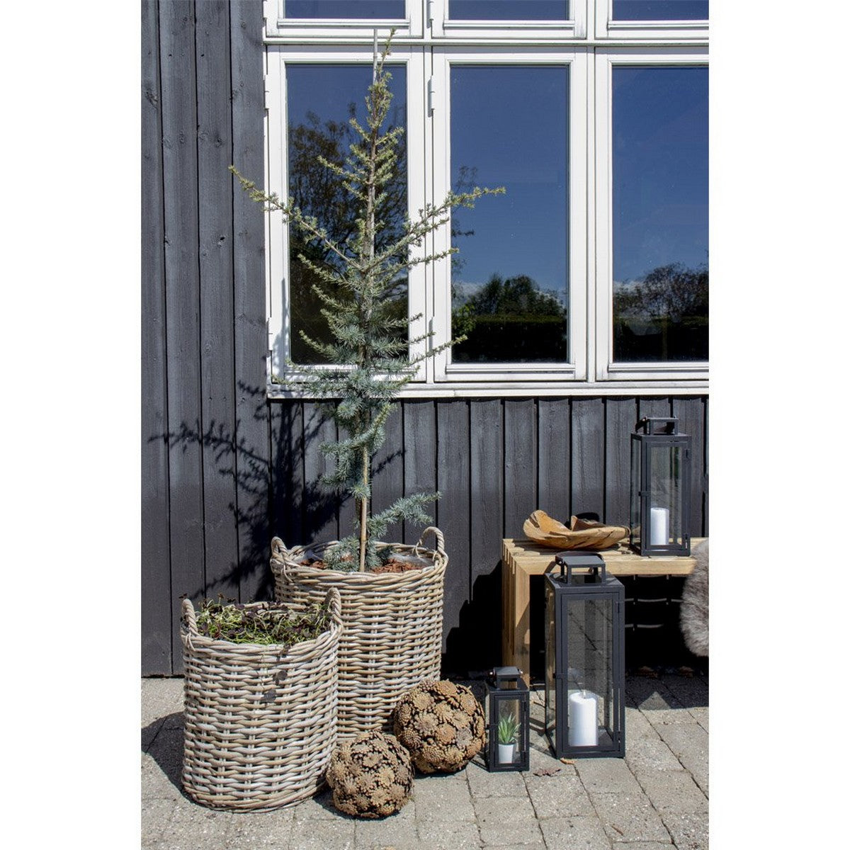 Set di 2 Cesti Portaoggetti Indo, Marrone, Rattan, 50x50x58 cm, Seven Design