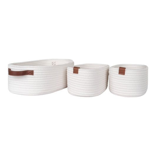 Set di 3 Cesti Portaoggetti Jarana, Bianco, Cotone, 25x35x13 cm, Seven Design