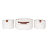 Set di 3 Cesti Portaoggetti Jarana, Bianco, Cotone, 25x35x13 cm, Seven Design