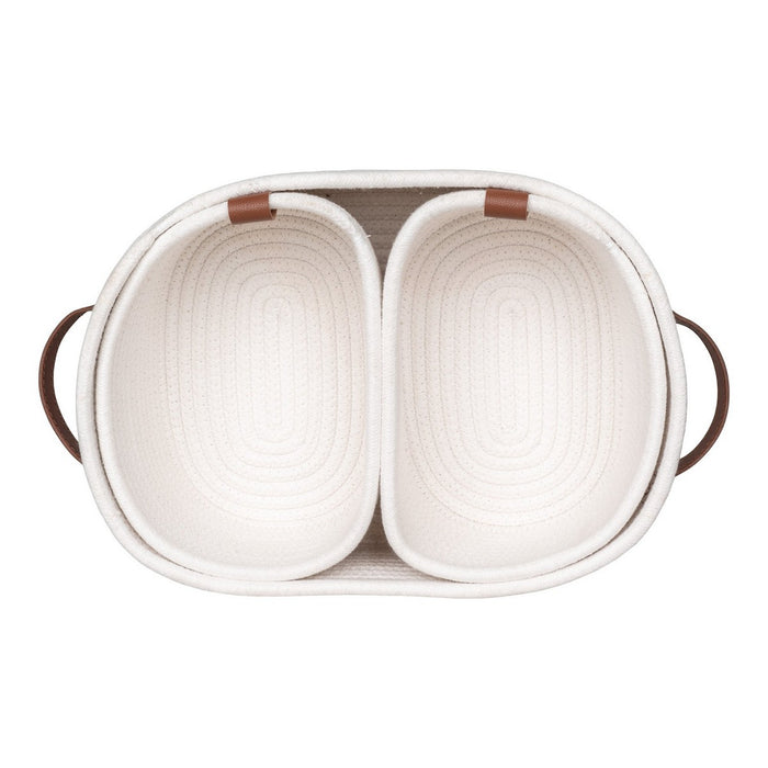 Set di 3 Cesti Portaoggetti Jarana, Bianco, Cotone, 25x35x13 cm, Seven Design