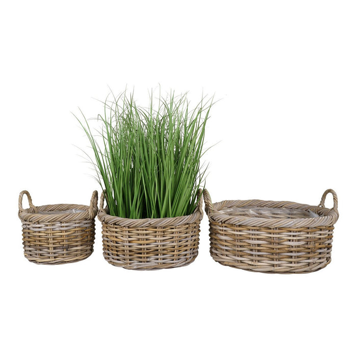 Set di 3 Cesti Portaoggetti Kuta, Marrone, Rattan, 50x50x28 cm, Seven Design