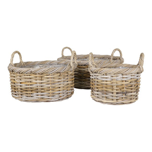 Set di 3 Cesti Portaoggetti Kuta, Marrone, Rattan, 50x50x28 cm, Seven Design