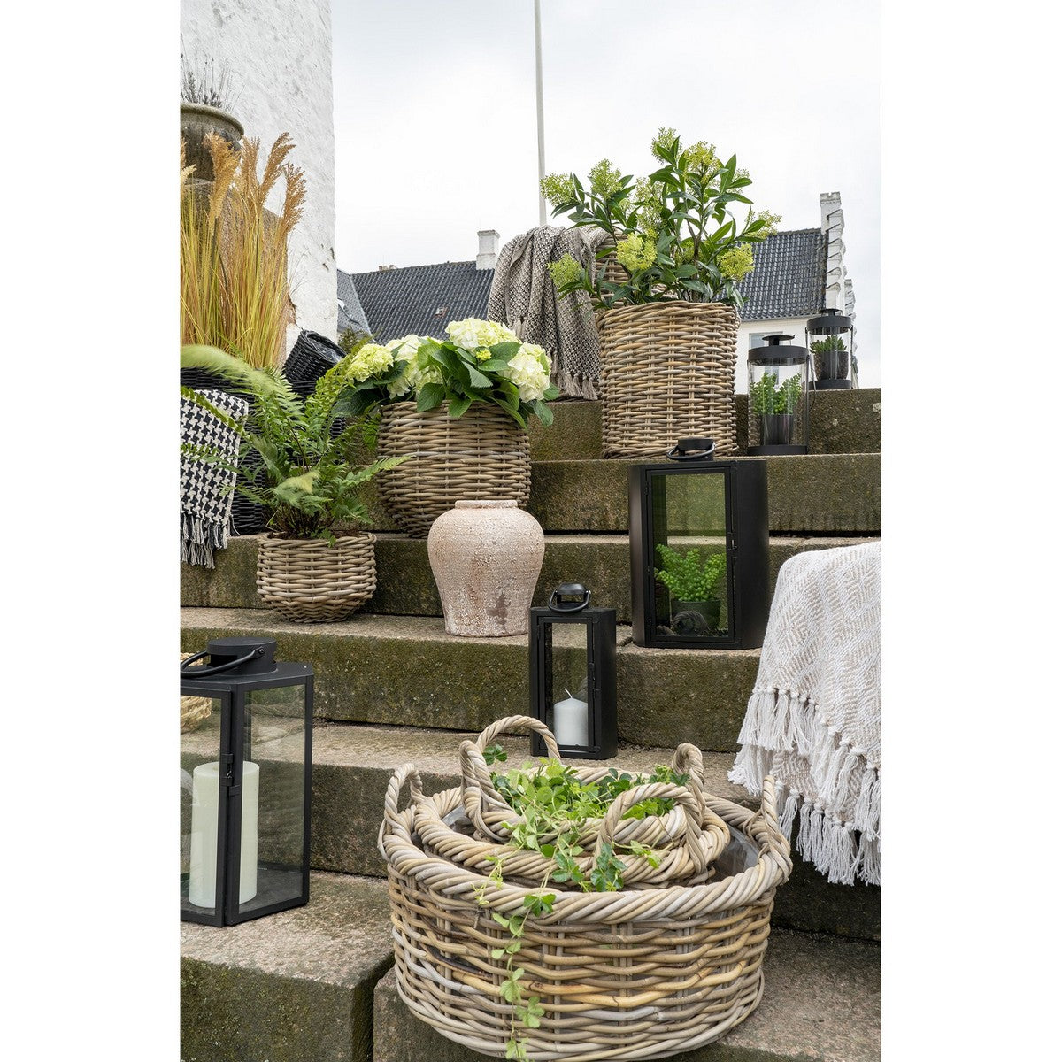 Set di 3 Cesti Portaoggetti Kuta, Marrone, Rattan, 50x50x28 cm, Seven Design