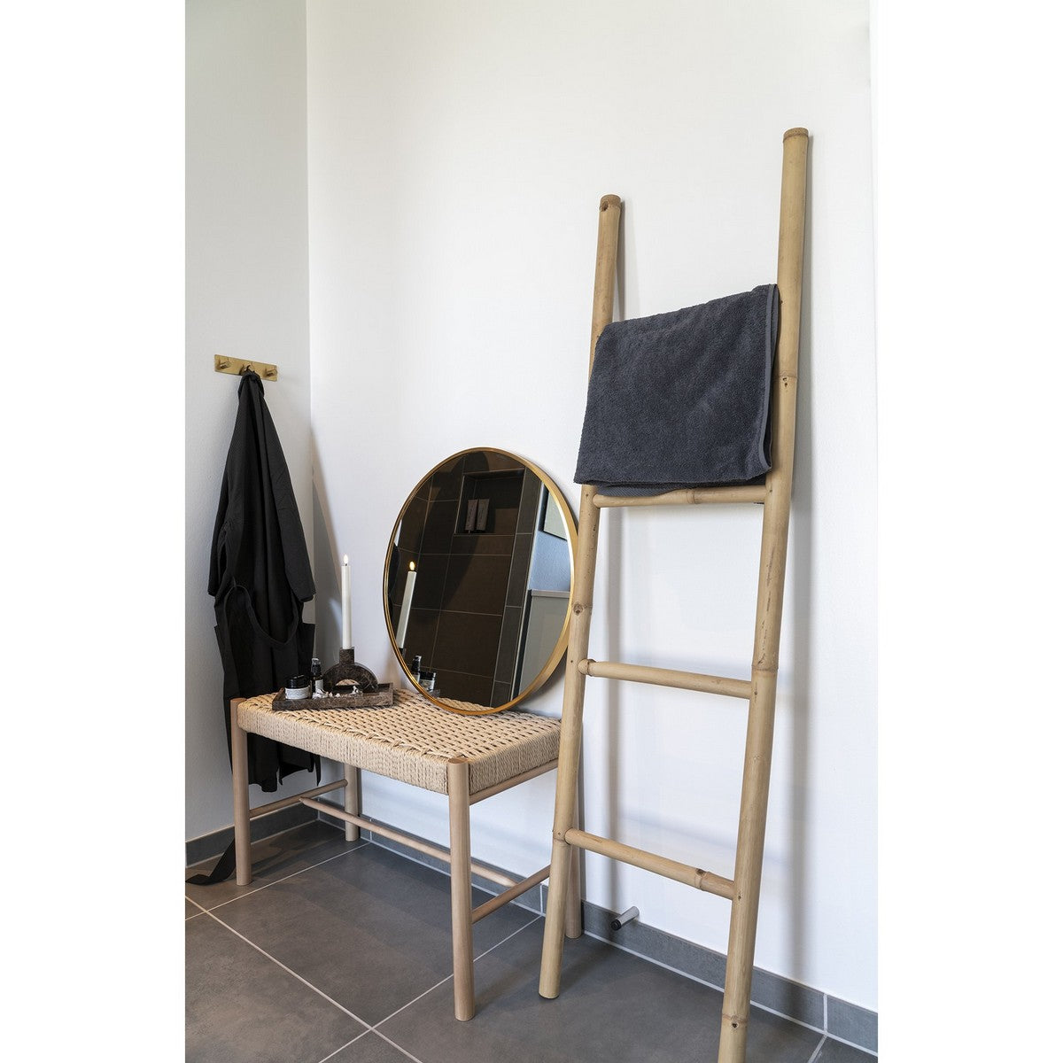 Scala Decorativa Porta Asciugamani Ladder, Marrone, Legno, 5x50x150 cm, Seven Design