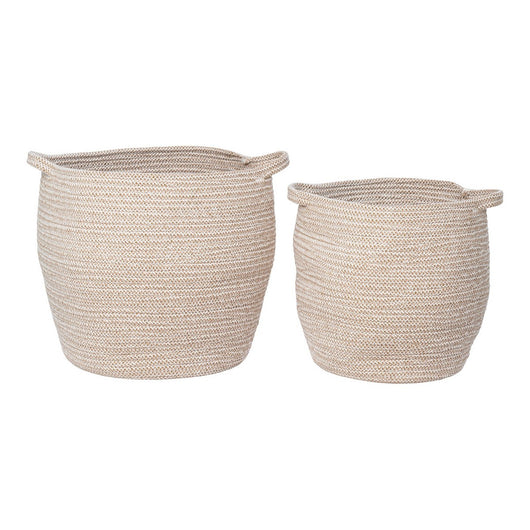 Set di 2 Cesti Portaoggetti Lamas, Beige, Cotone, 31x31x31 cm, Seven Design