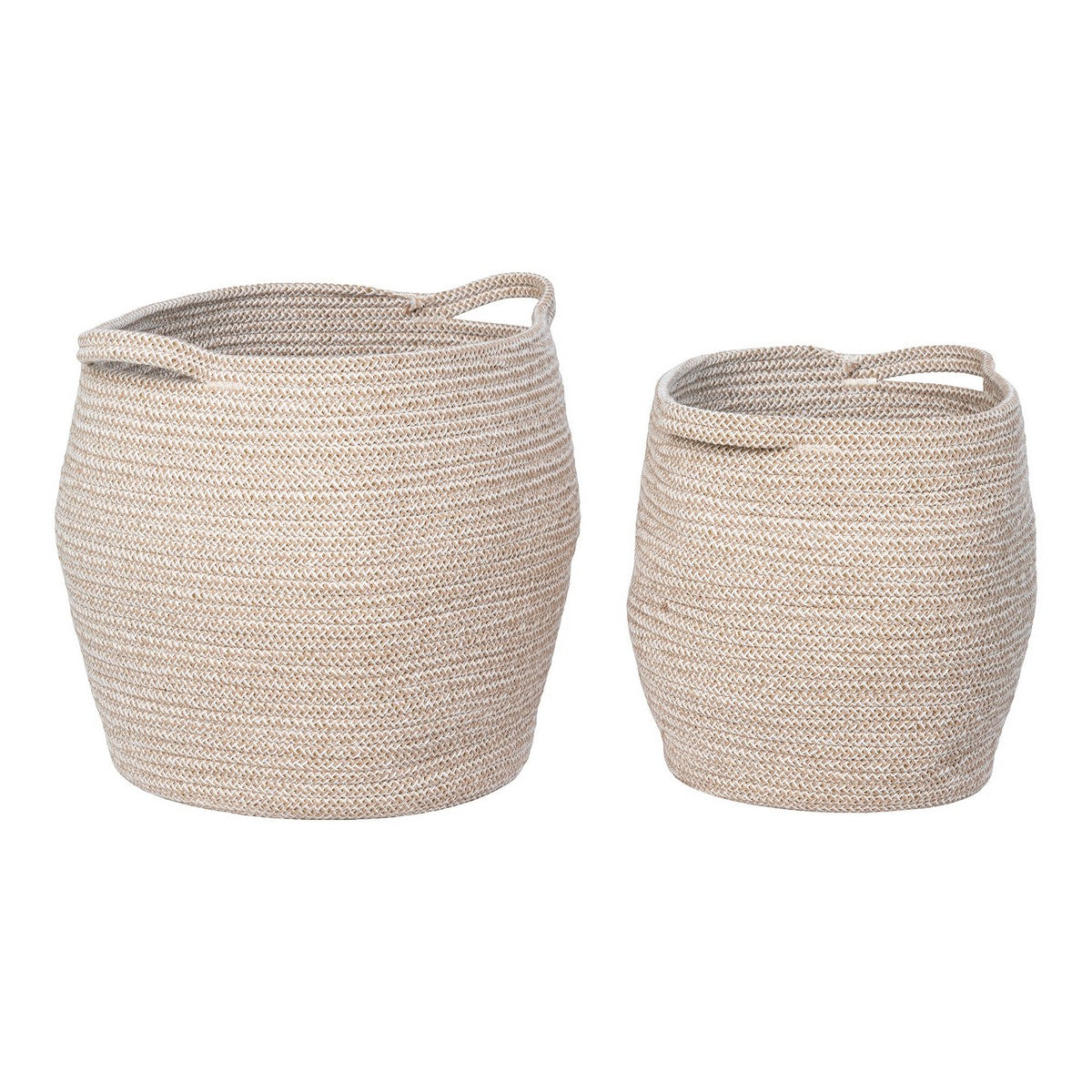 Set di 2 Cesti Portaoggetti Lamas, Beige, Cotone, 31x31x31 cm, Seven Design