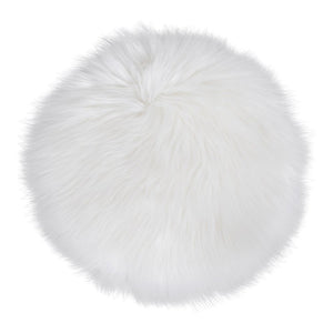 Pouf Lambskin, Bianco, Poliestere, 35x35x6,5 cm, Seven Design