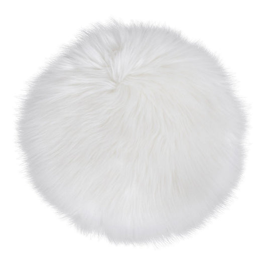 Pouf Lambskin, Bianco, Poliestere, 35x35x6,5 cm, Seven Design