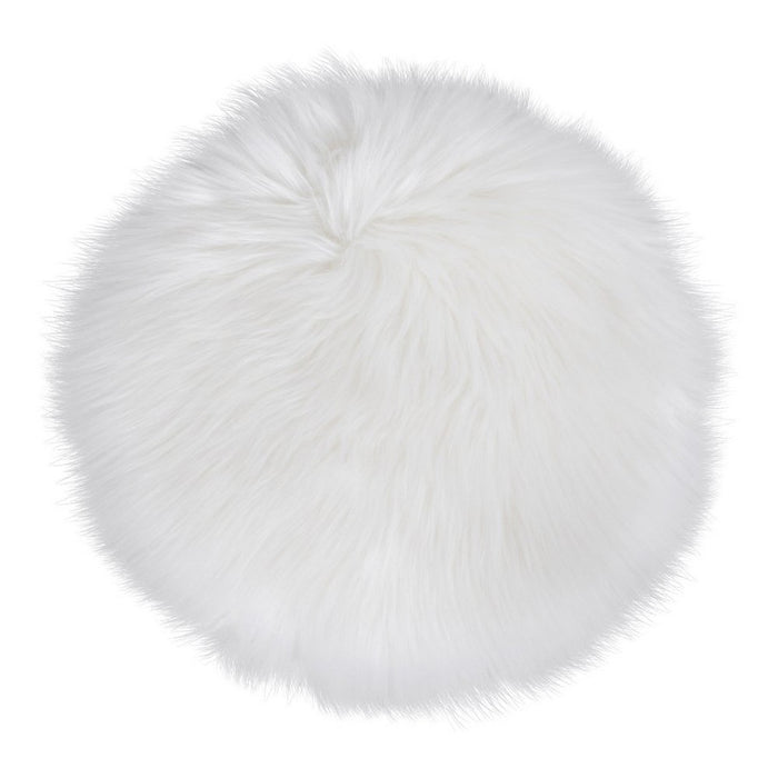 Pouf Lambskin, Bianco, Poliestere, 35x35x6,5 cm, Seven Design