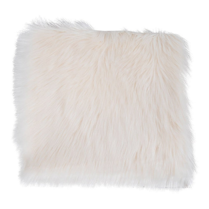Pouf Lambskin, Bianco, Poliestere, 40x40x6,5 cm, Seven Design