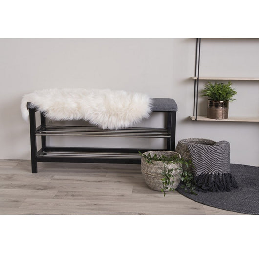 Tappeto Asimmetrico Lambskin, Bianco, Poliestere, 85x50x6,5 cm, Seven Design