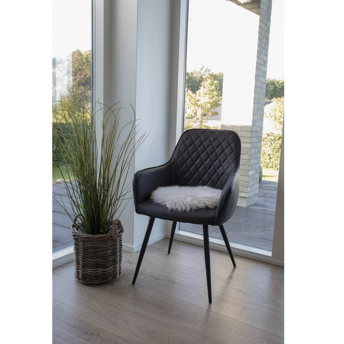 Pouf Lambskin, Bianco, Vera Pelle di Agnello, 35x35x5 cm, Seven Design