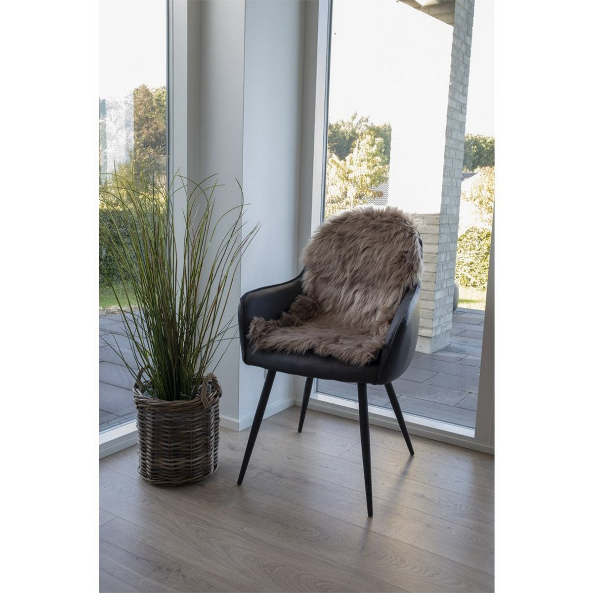 Tappeto Asimmetrico Lambskin, Marrone, Poliestere, 85x50x6,5 cm, Seven Design