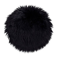 Pouf Lambskin, Nero, Poliestere, 35x35x6,5 cm, Seven Design