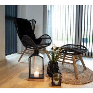 Tappeto Asimmetrico Lambskin, Nero, Vera Pelle di Agnello, 85x50x5 cm, Seven Design