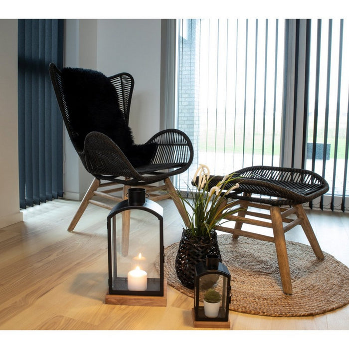 Tappeto Asimmetrico Lambskin, Nero, Vera Pelle di Agnello, 85x50x5 cm, Seven Design