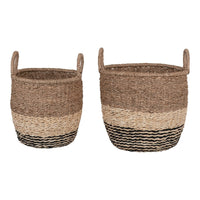 Set di 2 Cesti Portaoggetti Lima, Marrone,  	Erba Marina, 33x33x31 cm, Seven Design