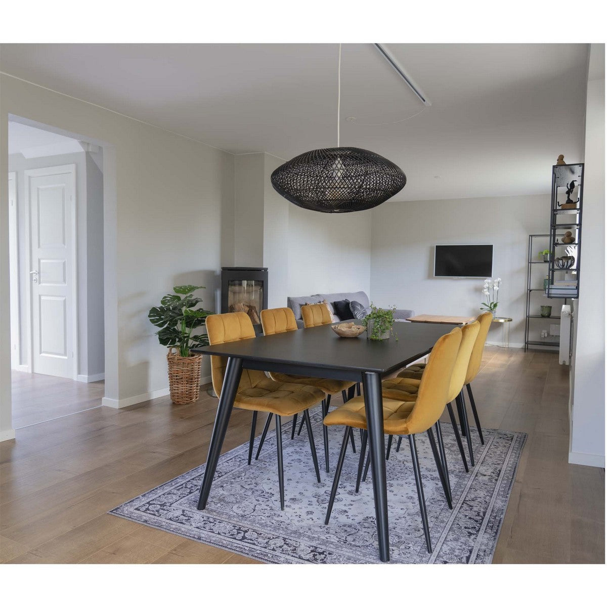 Set di 2 Sedie Middelfart, Giallo, Velluto, 55x44x86 cm, Seven Design