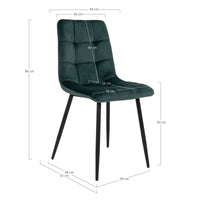 Set di 2 Sedie Middelfart, Verde, Velluto, 55x44x86 cm, Seven Design