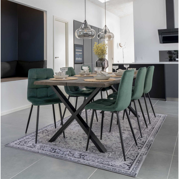 Set di 2 Sedie Middelfart, Verde, Velluto, 55x44x86 cm, Seven Design