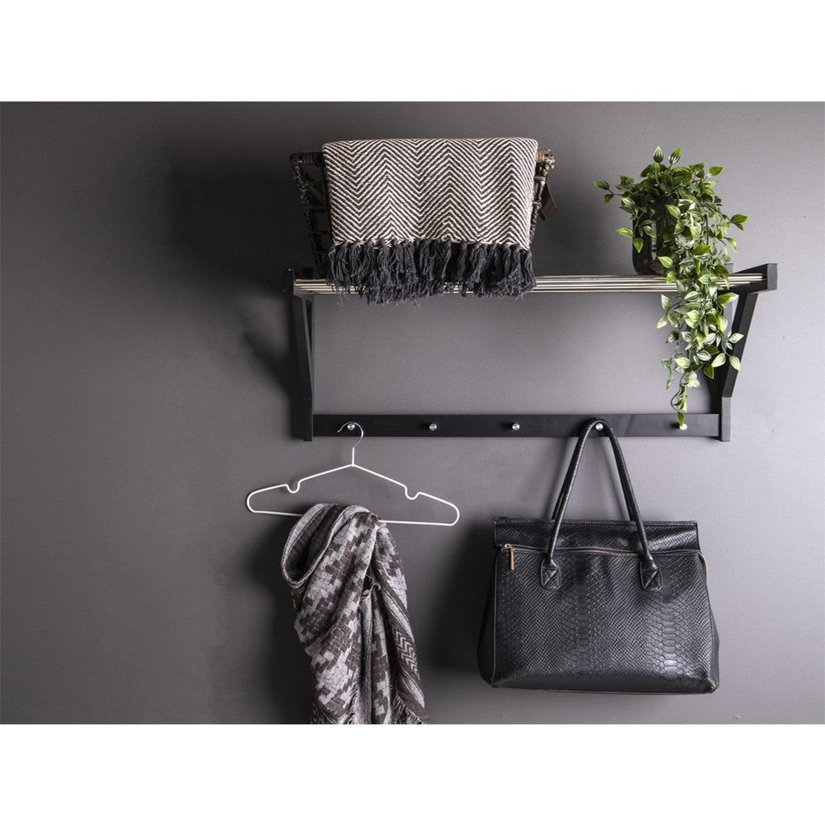Appendiabiti da Parete Padova, Nero, Metallo, 78x32x34 cm, Seven Design