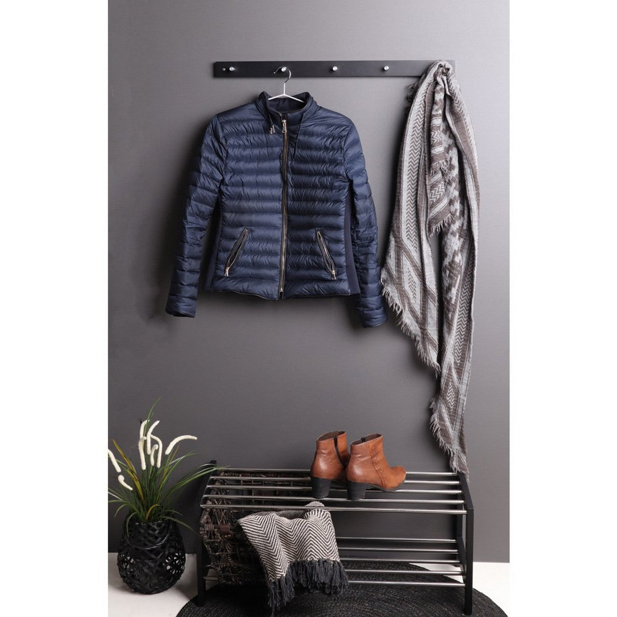 Scarpiera Padova, Nero, Legno, 78x34x32 cm, Seven Design