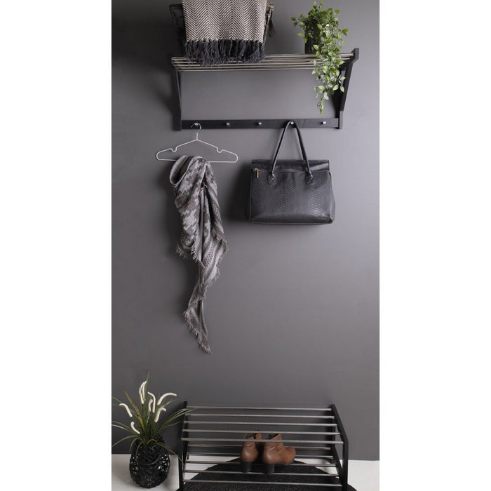 Scarpiera Padova, Nero, Legno, 78x34x32 cm, Seven Design