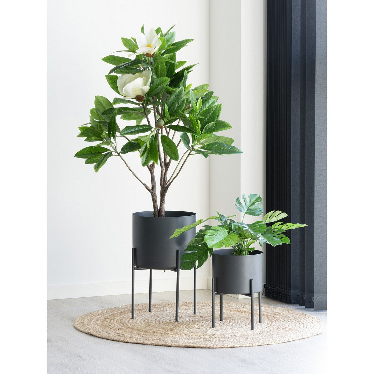 Set di 2 Vasi per Piante Pavia, Grigio, Metallo, 26,5x26,5x28,5 cm, Seven Design