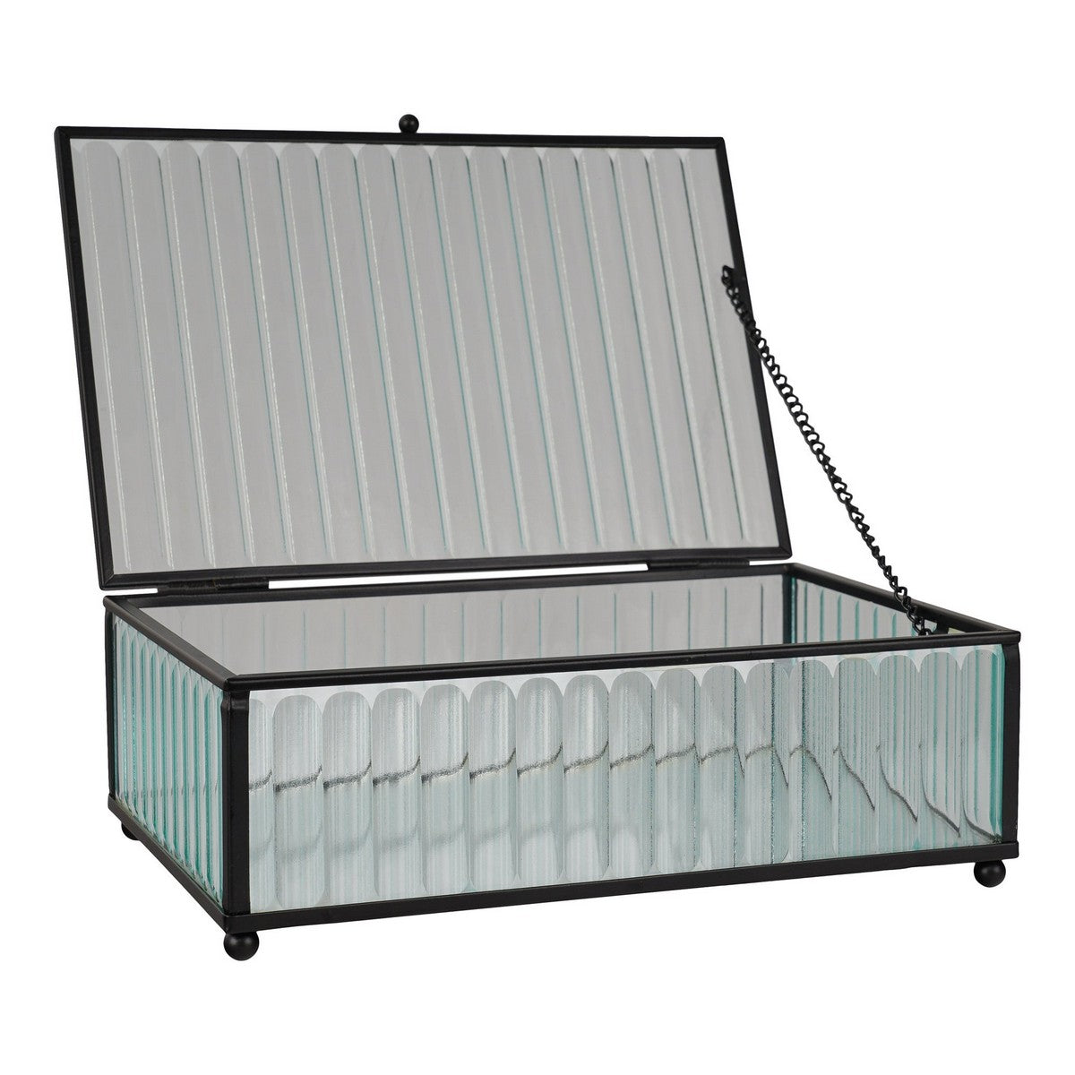 Scatola Portaoggetti Santorini, Grigio, Vetro, 13x20x7 cm, Seven Design