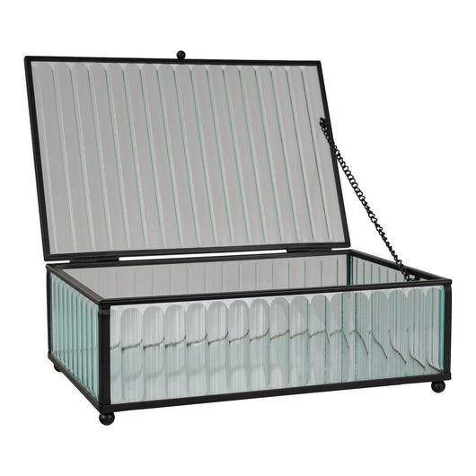 Scatola Portaoggetti Santorini, Grigio, Vetro, 13x20x7 cm, Seven Design